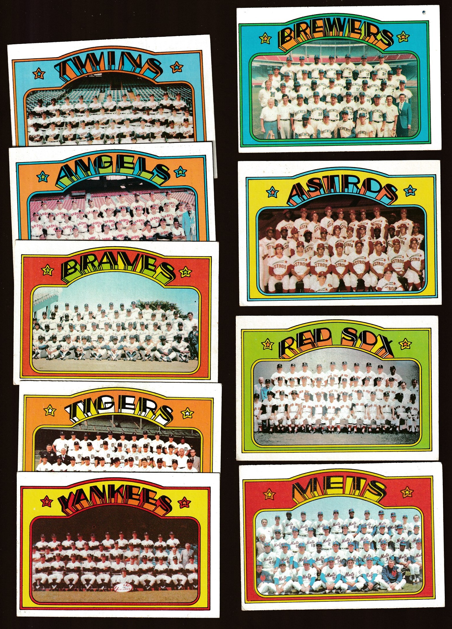1972 Topps -  Team Cards - Lot of (9) different w/Mets & Yankees  cards value