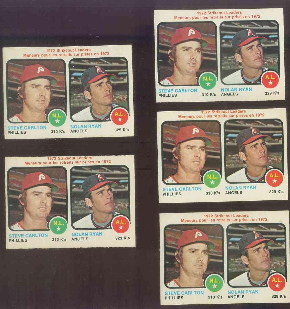 1973 O-Pee-Chee/OPC # 67 Strikeout Leaders [#] (Nolan Ryan/Steve Carlton)  cards value