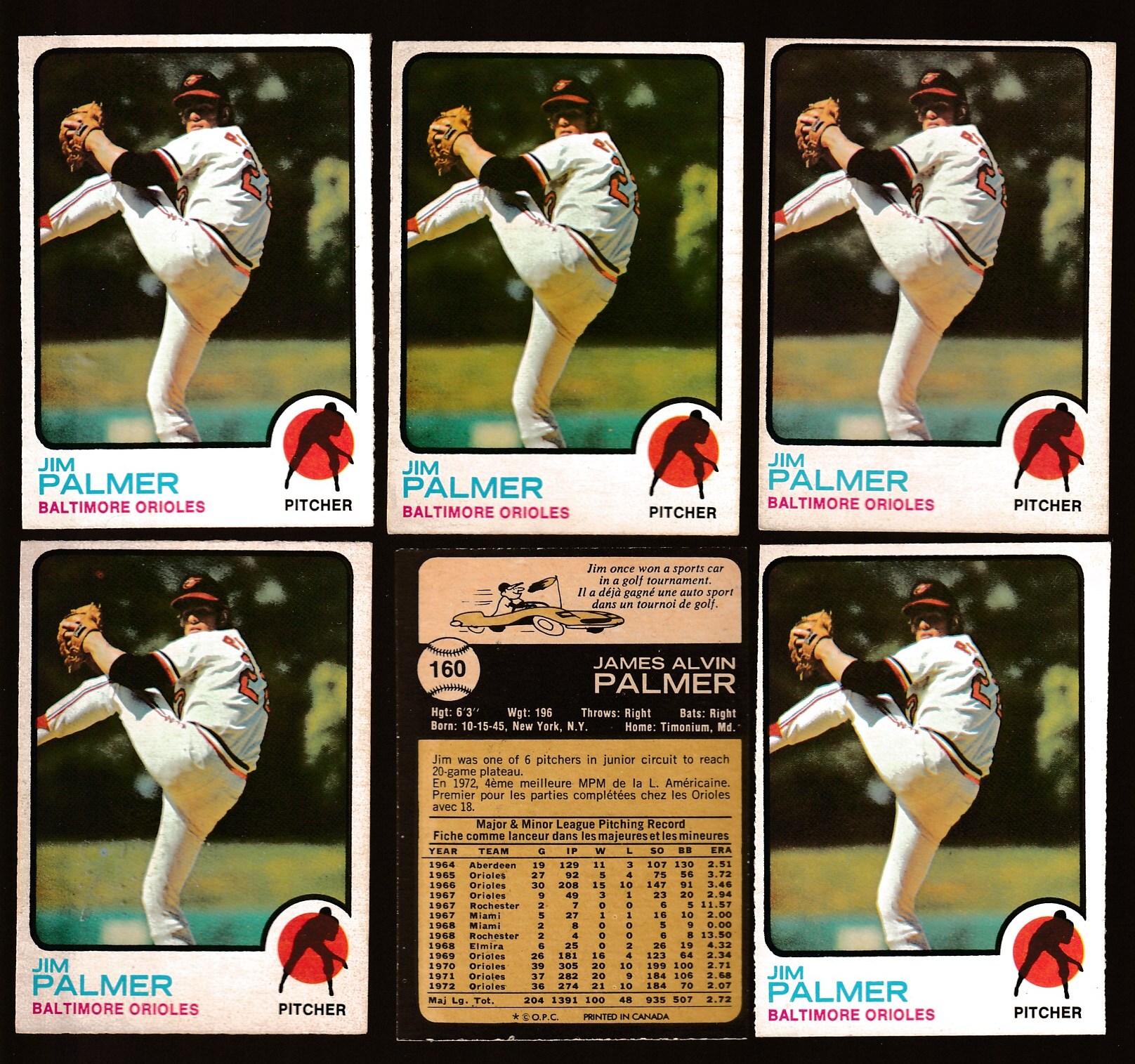 1973 O-Pee-Chee/OPC #160 Jim Palmer (Orioles)  cards value