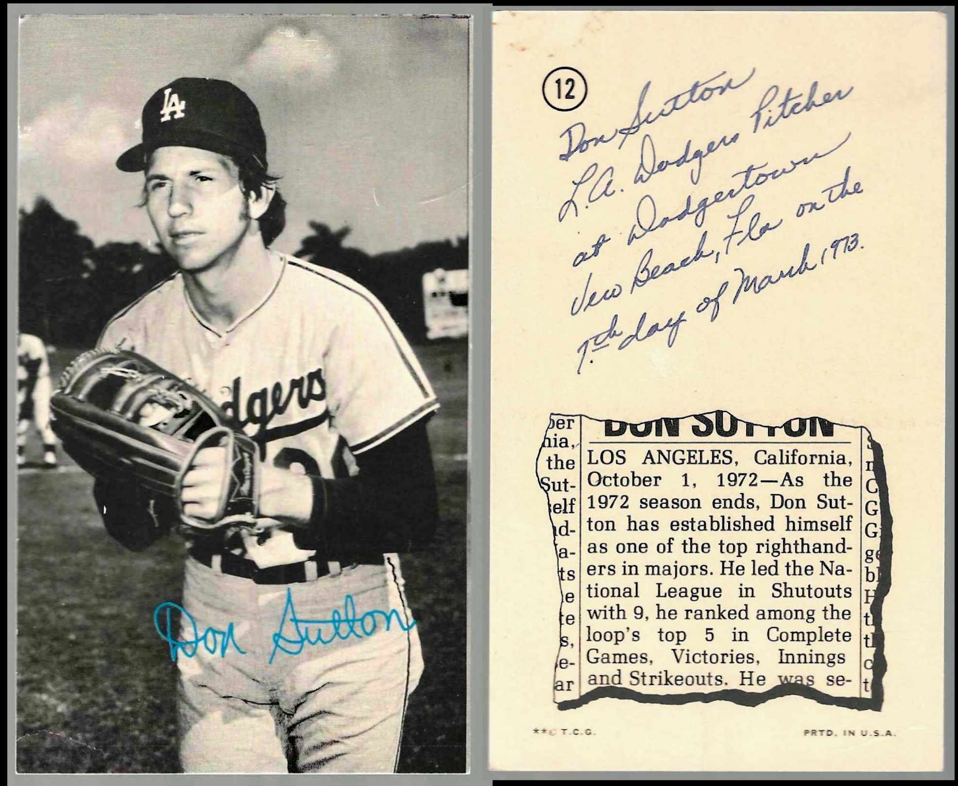 1974 Topps Deckle Edge UN-DECKLED PROOF [WB] #12 Don Sutton (Dodgers)  cards value