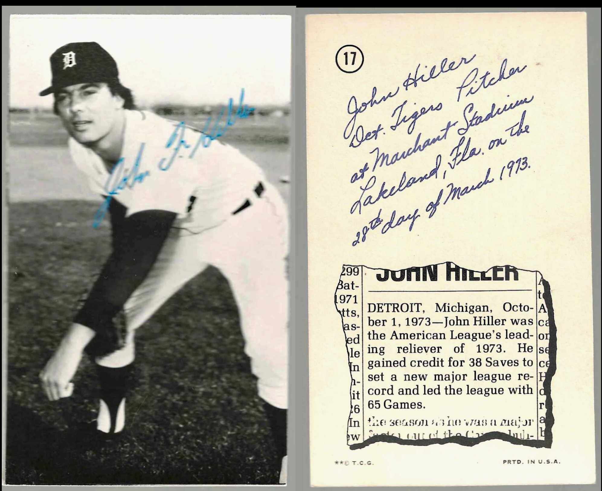 1974 Topps Deckle Edge UN-DECKLED PROOF [WB] #17 John Hiller (Tigers)  cards value