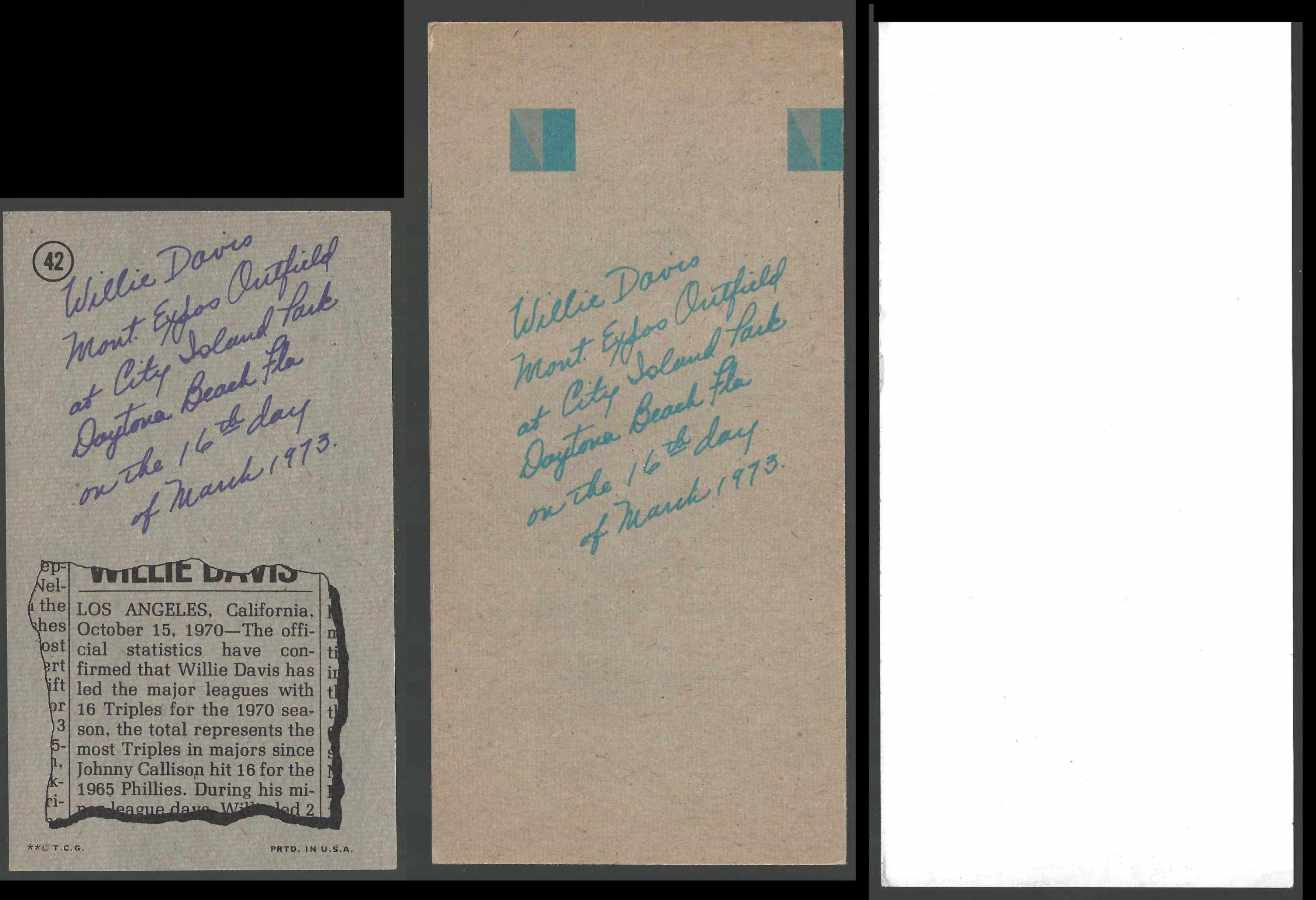 Willie Davis - PRINTER's PROOF (Back) - 1974 Topps DECKLE EDGE (Expos)  cards value