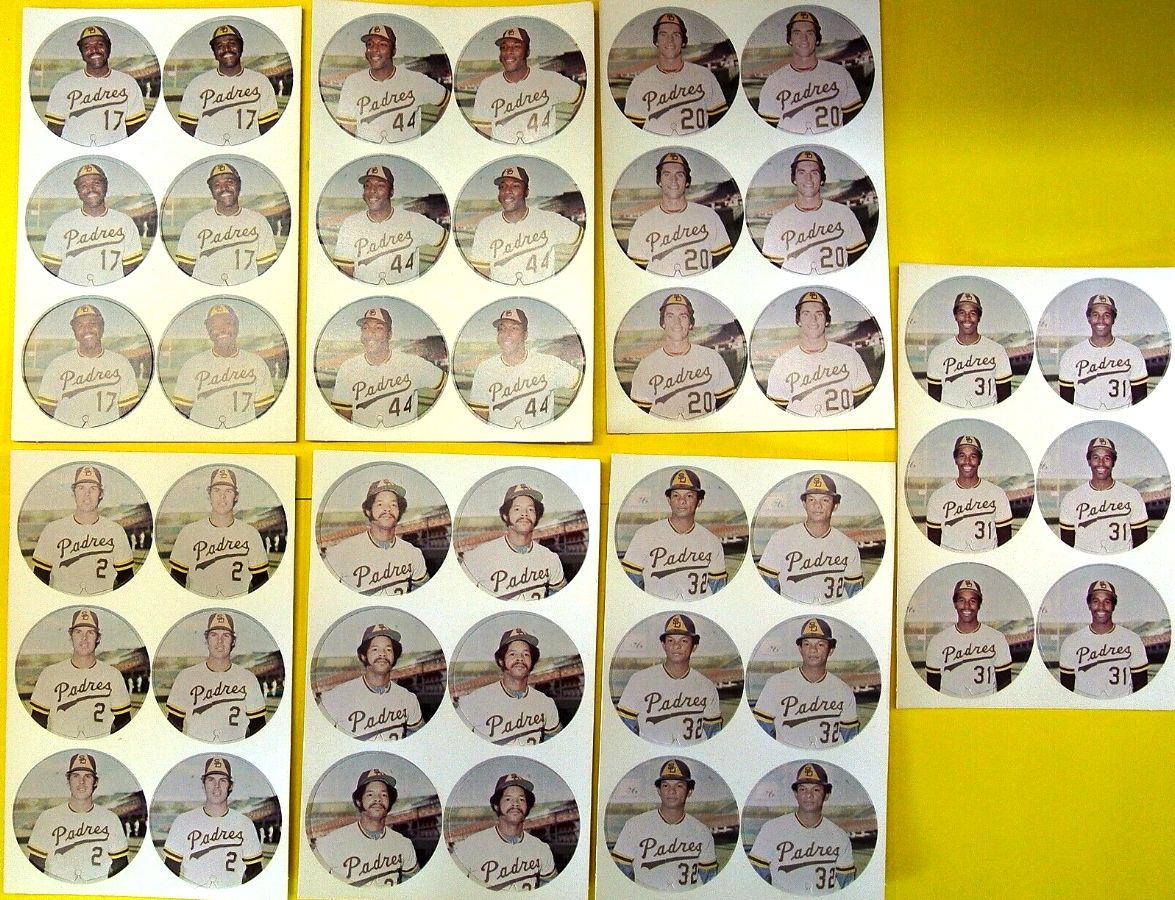 1974 McDonald's Padres  - LOT of (7) different COMPLETE SHEETS  cards value