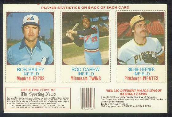 1975 Hostess PANEL  w/Ads # 55-56-57 Rod Carew  cards value