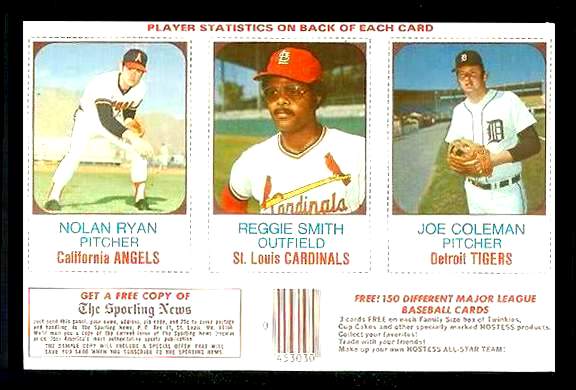 1975 Hostess PANEL  w/Ads # 58-59-60 NOLAN RYAN  cards value