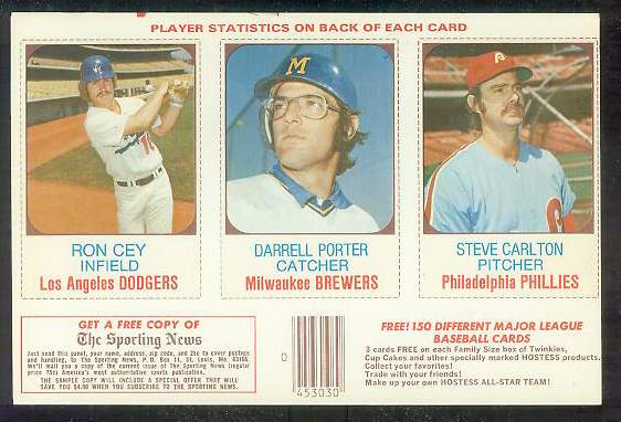 1975 Hostess PANEL  w/Ads # 61-62-63 Steve Carlton  cards value