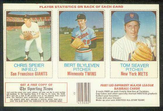 1975 Hostess PANEL  w/Ads # 73-74-75 Tom Seaver  cards value