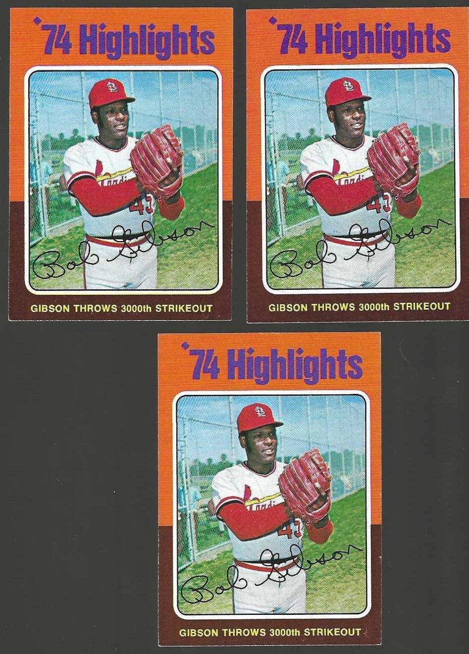 1975 Topps MINI #  3 Bob Gibson RB '3,000th Strikeout' (Cardinals)  cards value