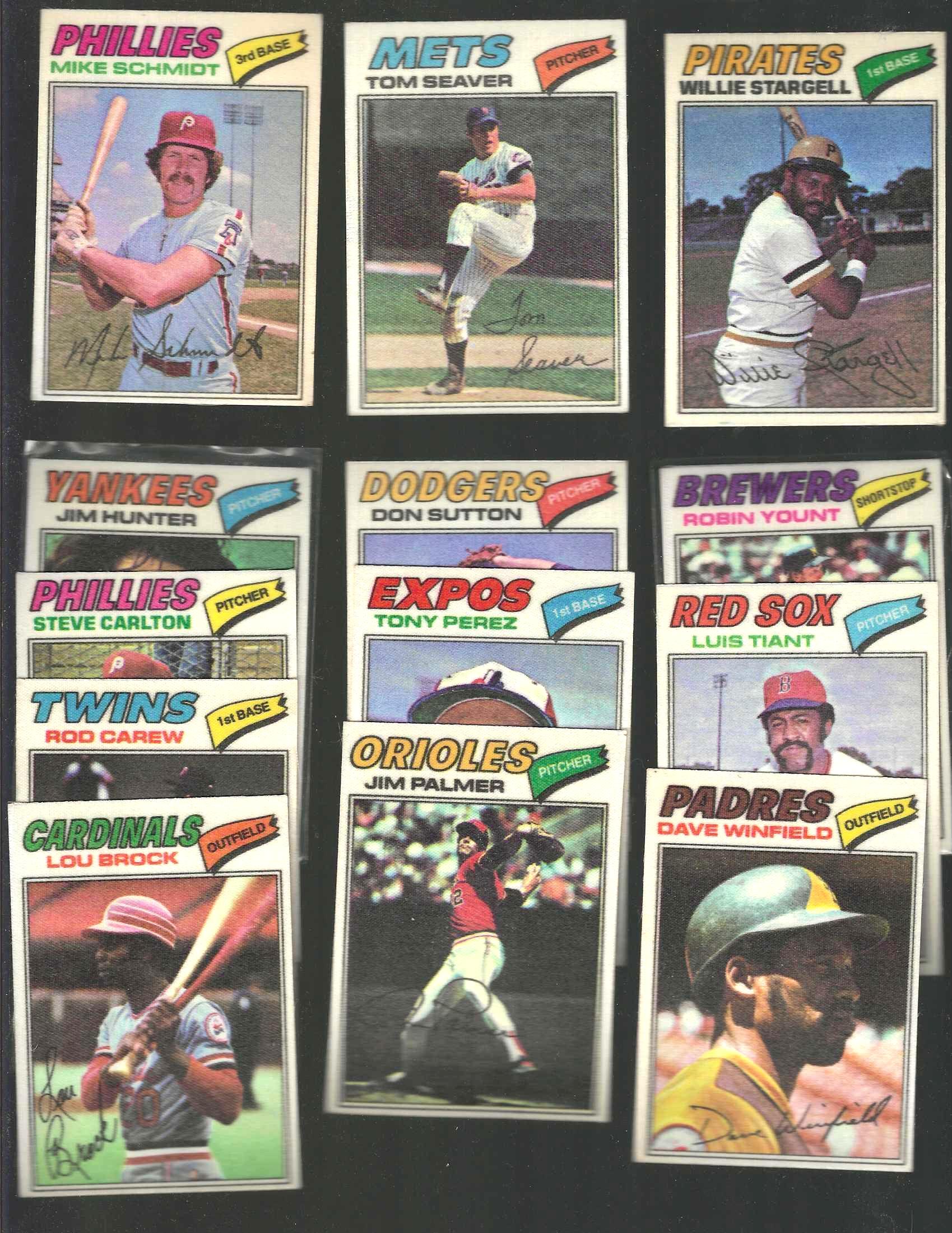 1977 Topps Cloth Stickers  - Starter Set/Lot of (37) w/(12) HALL-of-FAMERS  cards value