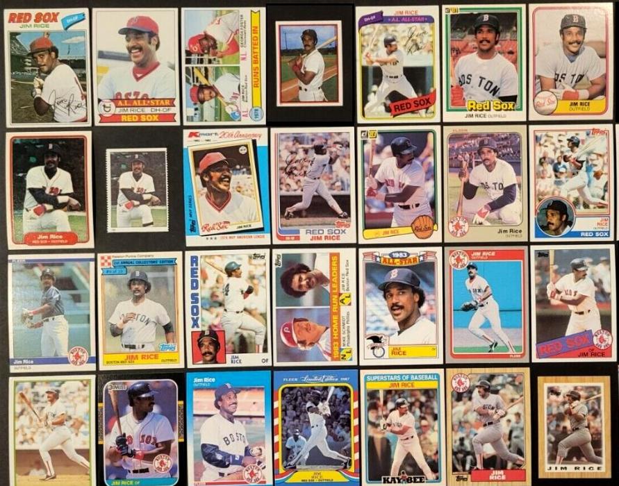 Jim Rice - 1977-1980's Collection - Lot of (44) different (Red Sox,HOF)  cards value