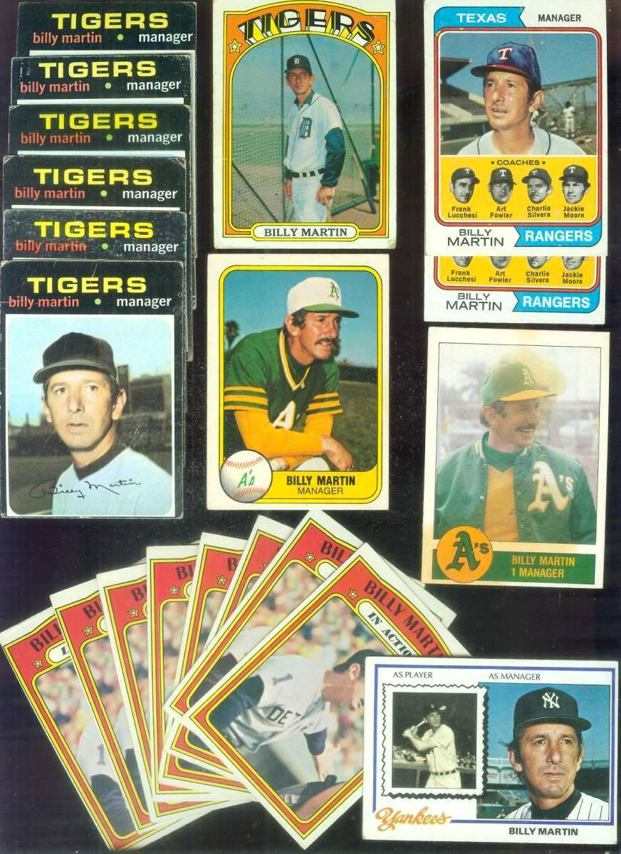 Billy Martin - 1971-1981 COLLECTION - Lot of (30) assorted  cards value