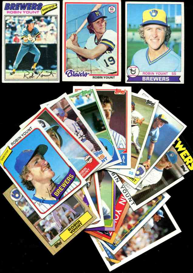 Robin Yount  COLLECTION [#b] - 1977-1993 Topps - Lot of (18) different  cards value
