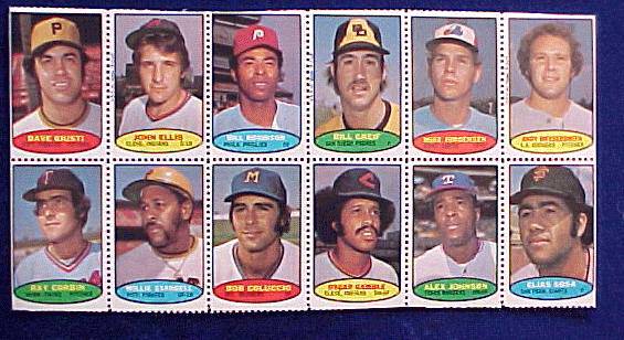 1974 Topps STAMPS SHEET #12 Willie Stargell, Elias Sosa, Dave Giusti  cards value