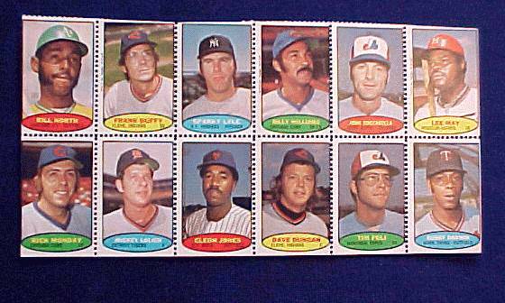1974 Topps STAMPS SHEET #18 Sparky Lyle, Billy Williams, Lee May  cards value