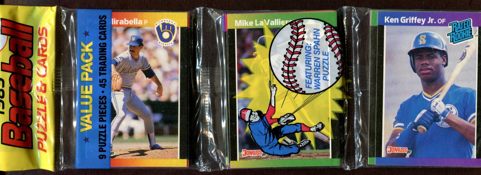 1989 Donruss Rack pack - KEN GRIFFEY JR ROOKIE on TOP !  cards value