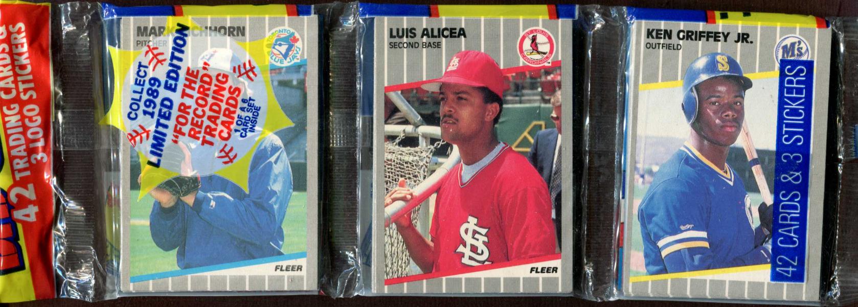 1989 Fleer Rack pack - KEN GRIFFEY JR ROOKIE on TOP ! (middle)  cards value