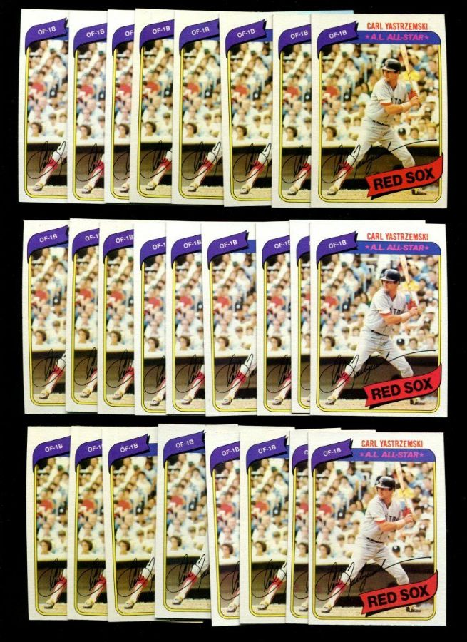 1980 Topps #720 Carl Yastrzemski - Lot of (25) (Red Sox,HOF)  cards value