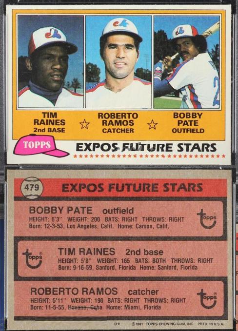 1981 Topps #479 Tim Raines ROOKIE - Lot of (5) (Expos,HOF)  cards value