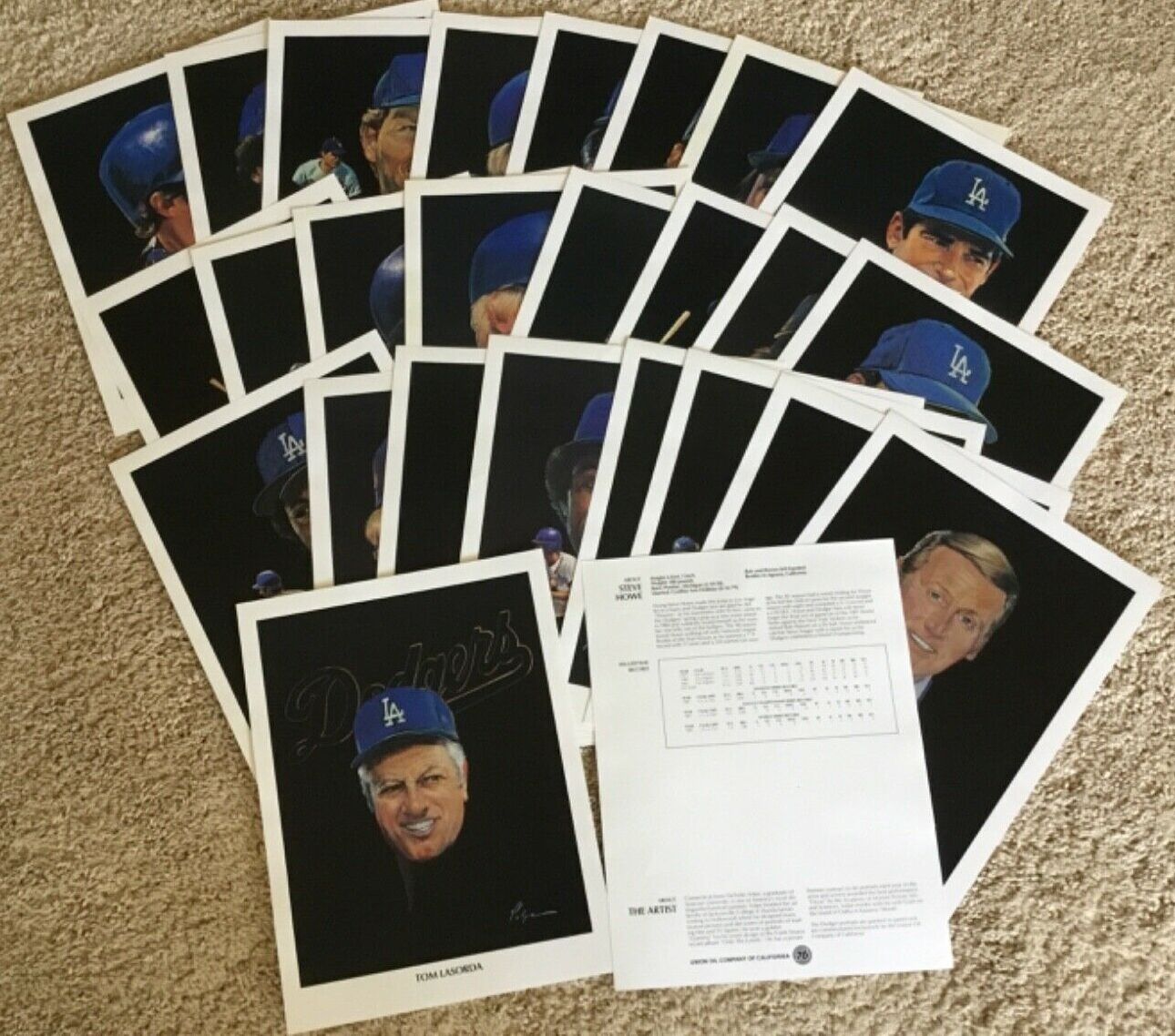 Dodgers: 1982 Volpe/Union Oil Art Prints - COMPLETE SET (26)  cards value