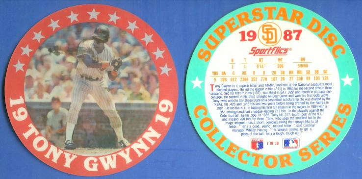 Tony Gwynn - 1987 Sportflics SUPERSTAR DISCS # 7 - Lot of (10) (Padres)  cards value