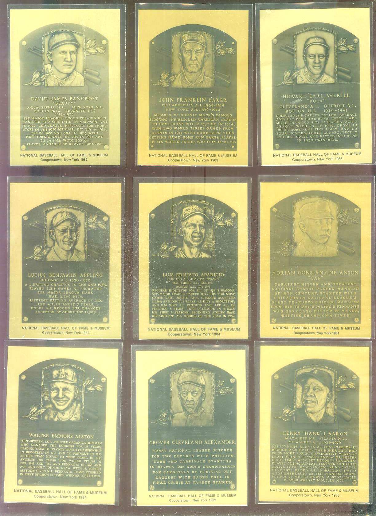 1981-89 Hall-of-Fame METAL PLAQUE #185 Luis Aparicio  cards value