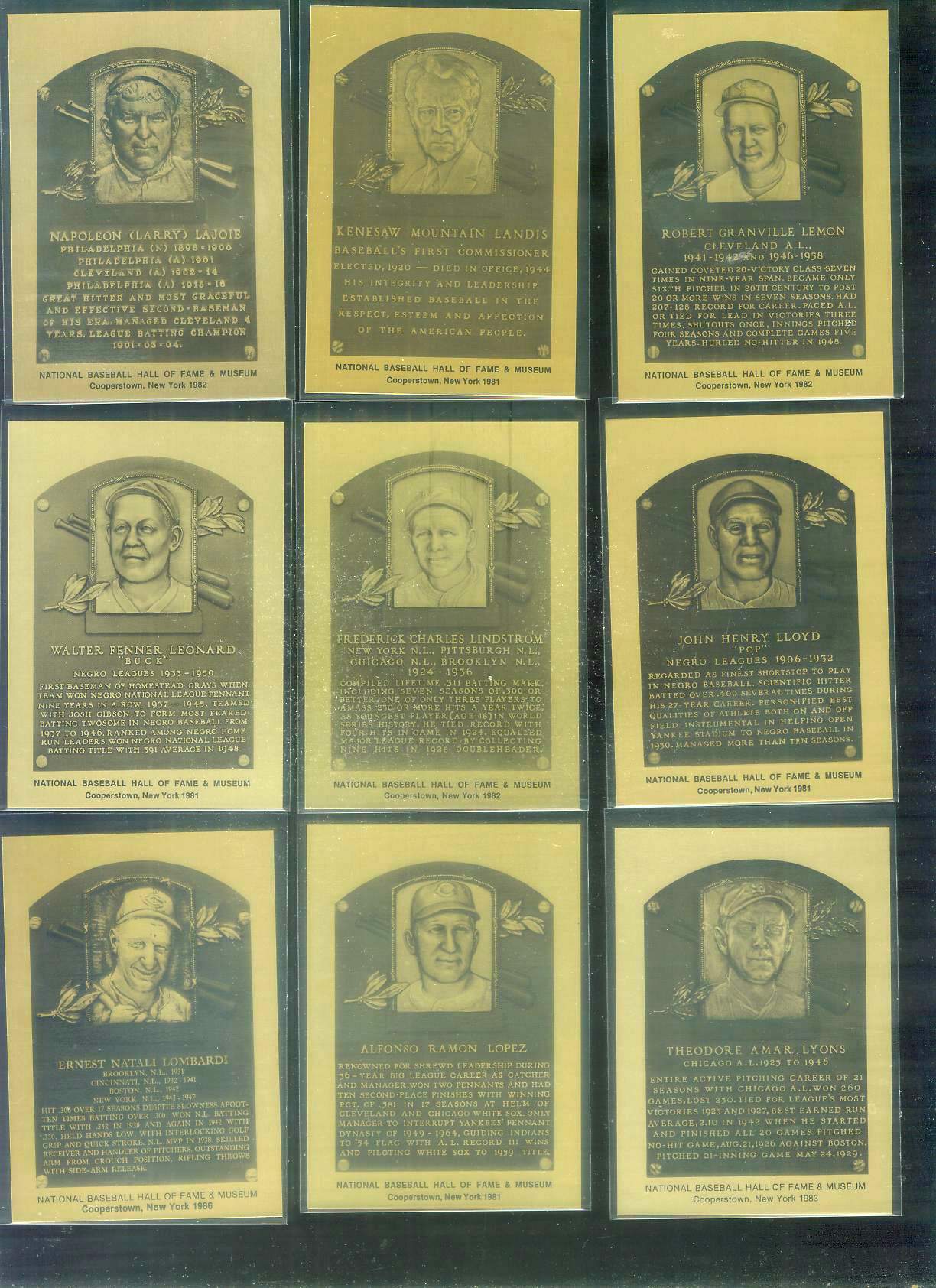 1981-89 Hall-of-Fame METAL PLAQUE # 31 John Henry Lloyd  cards value