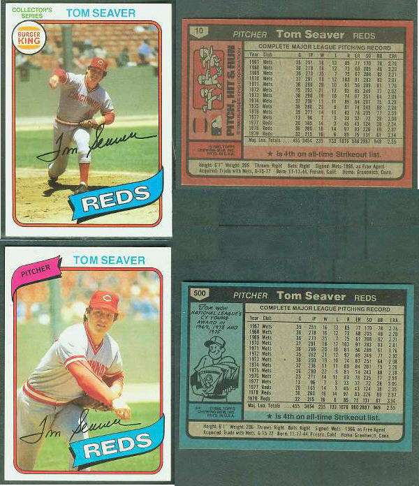 Tom Seaver - 1980 Burger King Pitch,Hit & Run #10 - Lot of (20) (Reds)  cards value