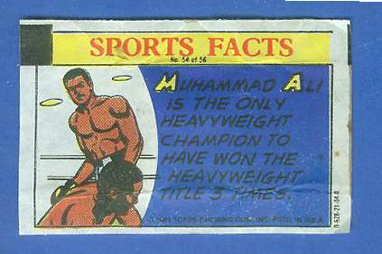 1981 Topps Thirst Break #54 Muhammad Ali 'Boxing Record' BOXING  cards value