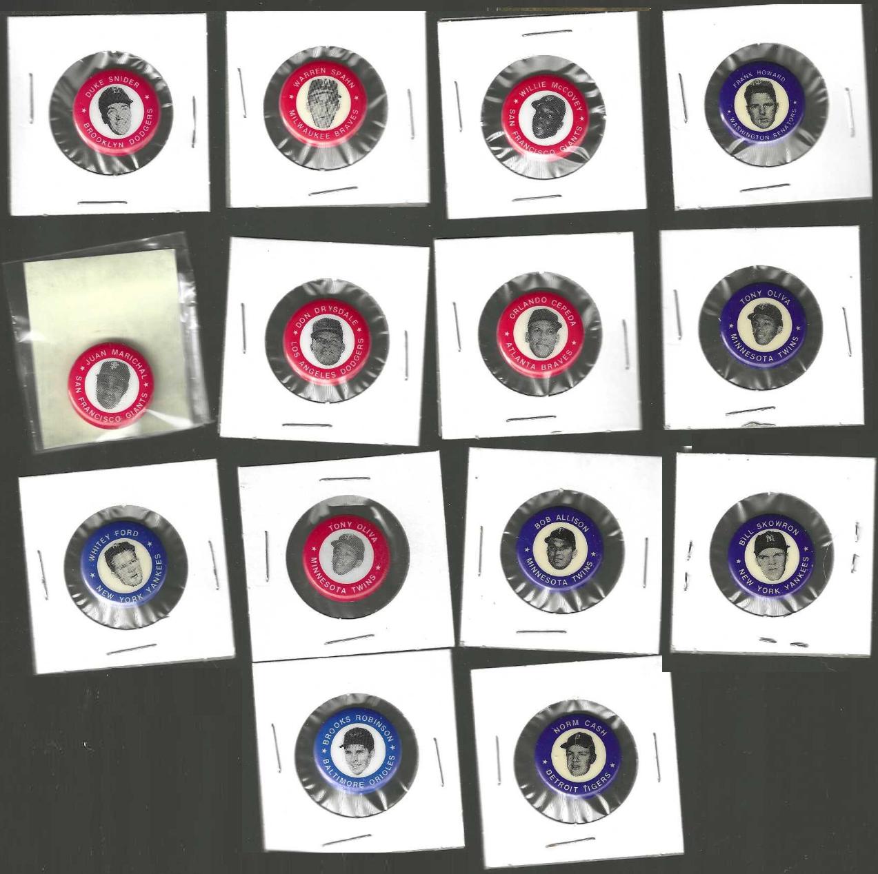 1983 '1969' MLBPA Pins  - Lot of (14) with (10) Hall-of-Famers !  cards value