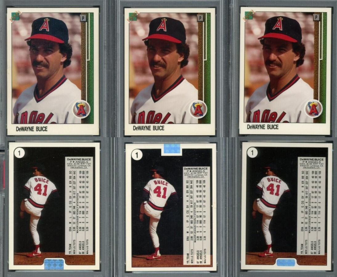 1989 Upper Deck #1 DeWayne Buice PROTOTYPE - Hologram ON TOP (Angels)  cards value