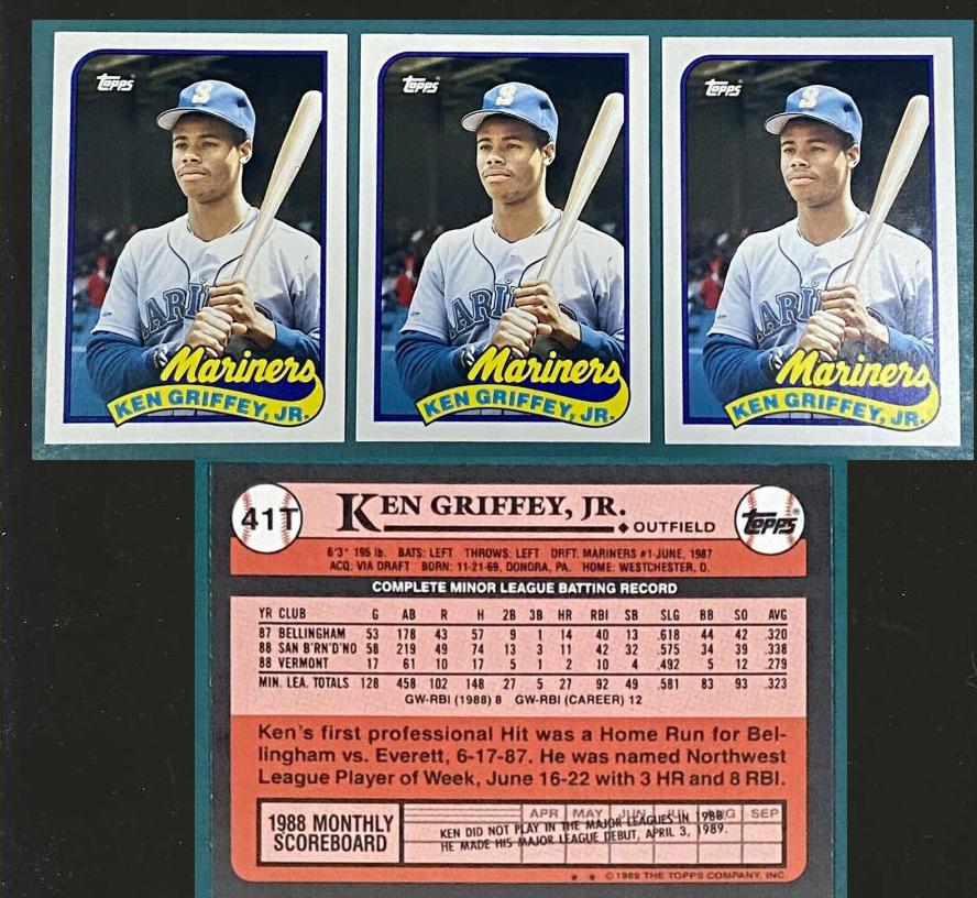 Ken Griffey Jr - 1989 Topps Traded #41T ROOKIE - Lot of (10) (Mariners)  cards value