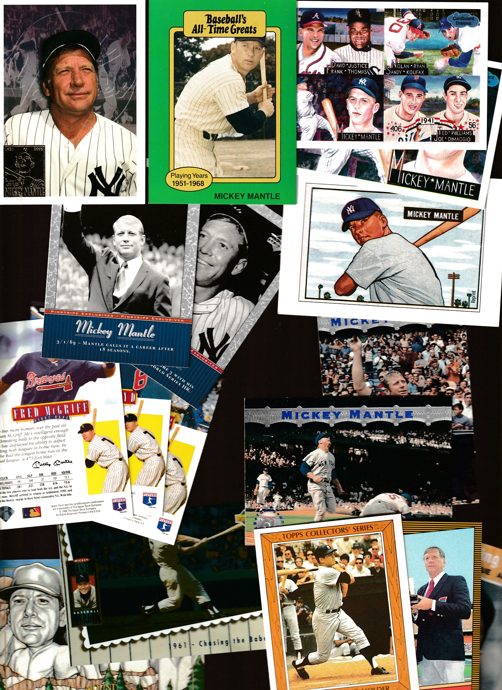 Mickey Mantle - Lot of (17) different vintage cards (1985-1996)  cards value