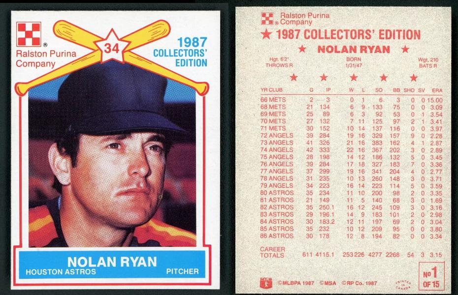 Nolan Ryan - 1987 Ralston Purina #1 - Lot of (20) (Astros)  cards value