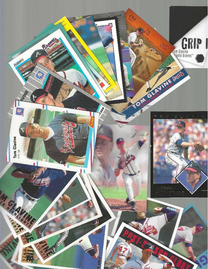 Tom Glavine -  FLEER (1988-2001) - Lot of (24) different w/(12) Inserts  cards value