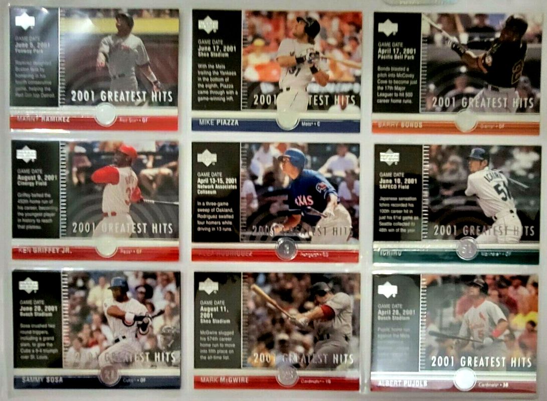 2001 Upper Deck - 2001 GREATEST HITS - Complete Insert Set (10)  cards value