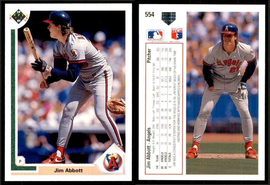 Jim Abbott - 1991 Upper Deck #554 - Lot of (200) (Angels)  cards value