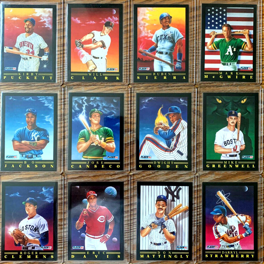 1991 Fleer - PRO-VISIONS 'Black Bordered' Complete Insert Set (12 cards)  cards value