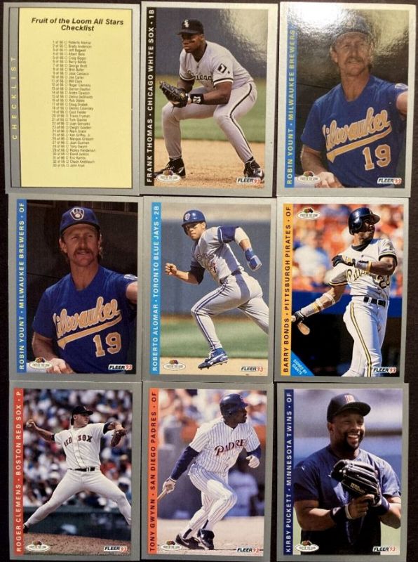1993 Fleer - FRUIT of the LOOM ALL STARS - Complete Set (66 cards)  cards value