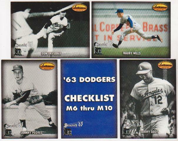 1993 Ted Williams Co - 1963 Dodgers MEMORIES 5-card SET - Lot of (50) Baseball cards value