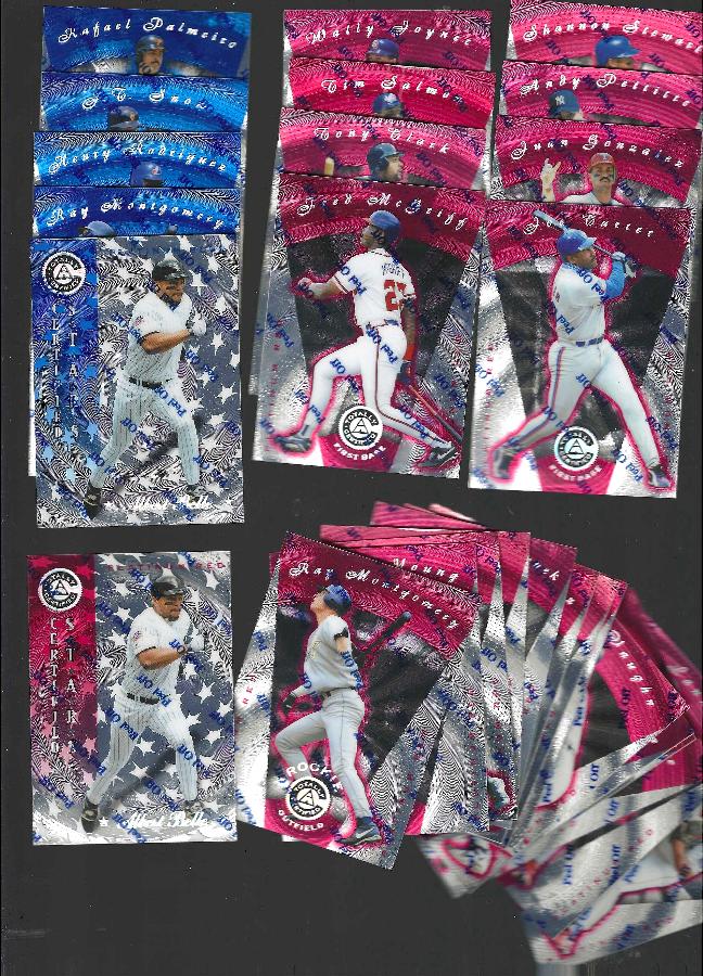 1997 Pinnacle Totally Certified - Lot (28) PLATINUM RED/BLUE [#/1999/3999]  cards value