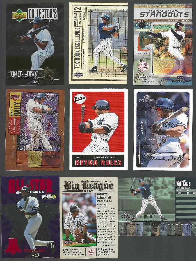 Bernie Williams -  UPPER DECK INSERTS - (1997-2002) - Lot of (9) different  cards value