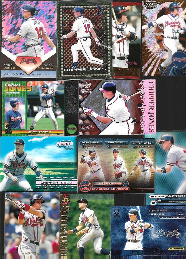 Chipper Jones -  PACIFIC COLLECTION - (1997-2000) - Lot of (12) different  cards value