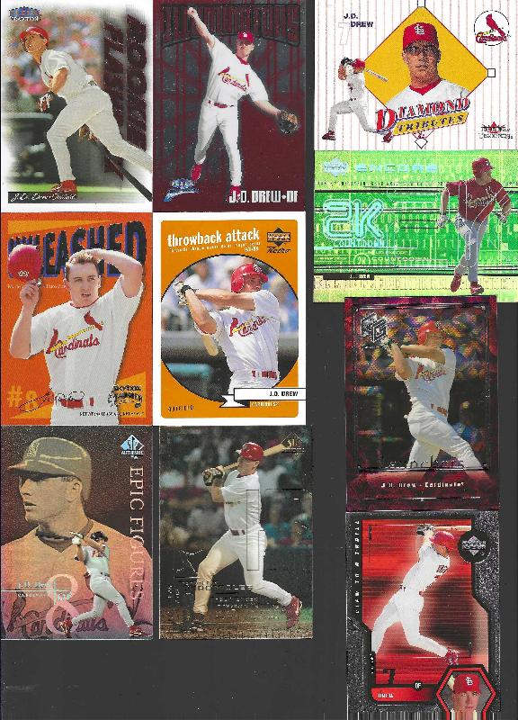 J.D. Drew - INSERT CARDS (1999-2001) - Lot of (10) different  cards value