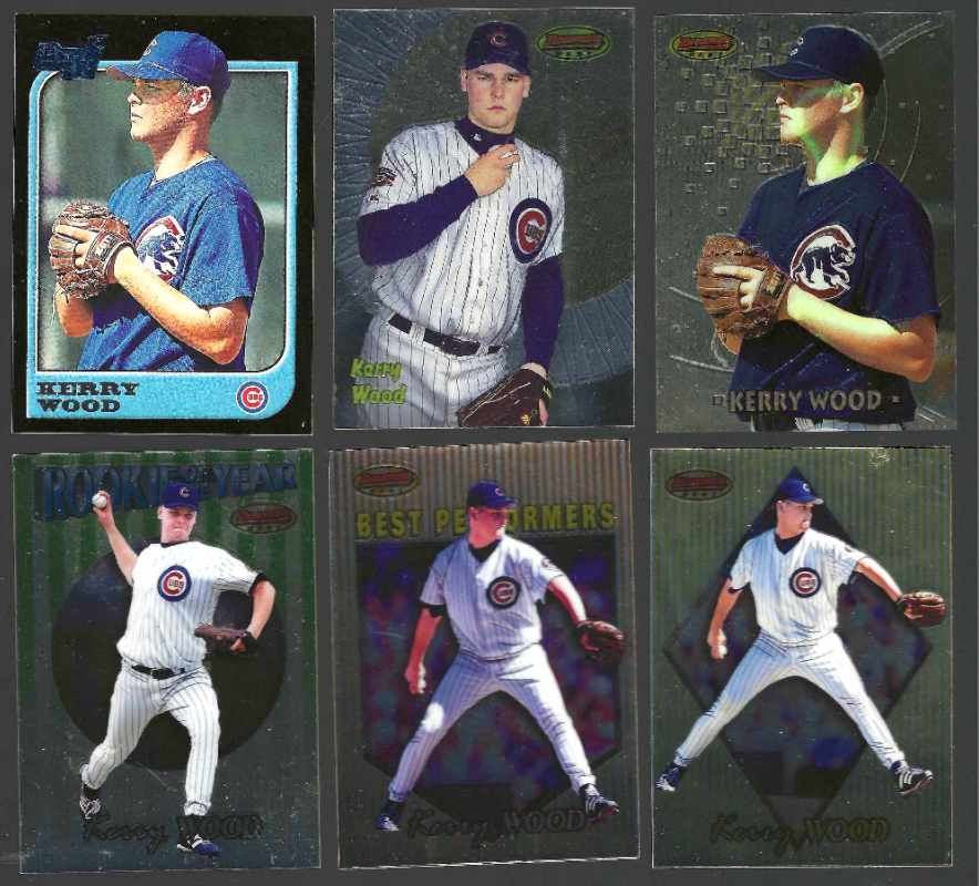 Kerry Wood  -  BOWMAN  Collection - (1997-1999) - Lot of (6) with Rookies  cards value