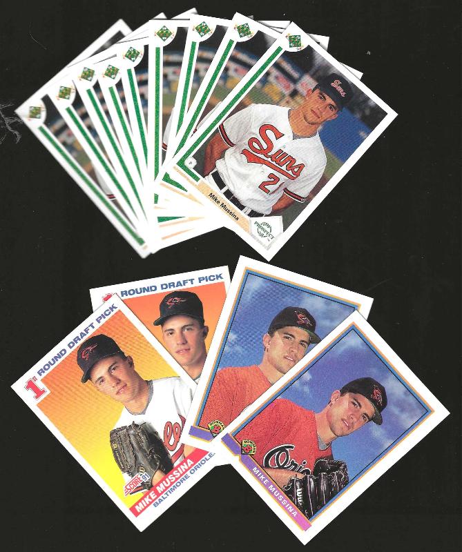 Mike Mussina - ROOKIE LOT - Lot of (17) 1991 Rookie cards (Orioles,HOF)  cards value