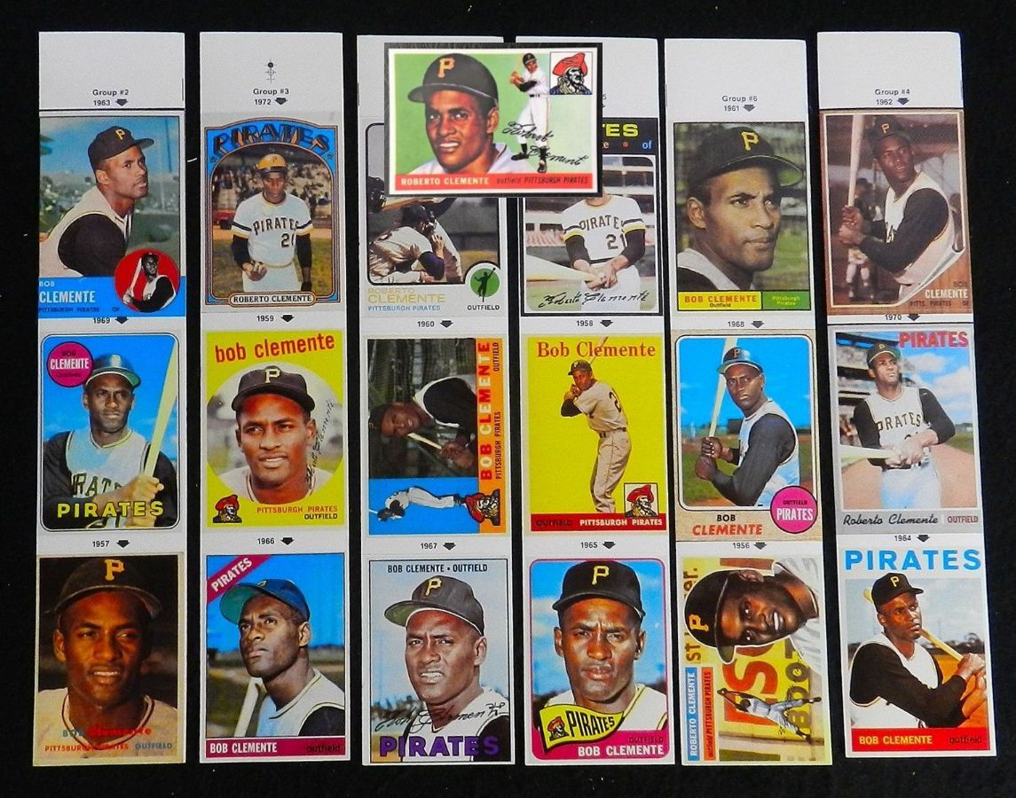 Roberto Clemente - (6) Complete Sticker Panels + 1955 ROOKIE (19 stickers)  cards value
