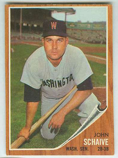1962 Topps #529 John Schaive SHORT PRINT HIGH # (Senators)  cards value