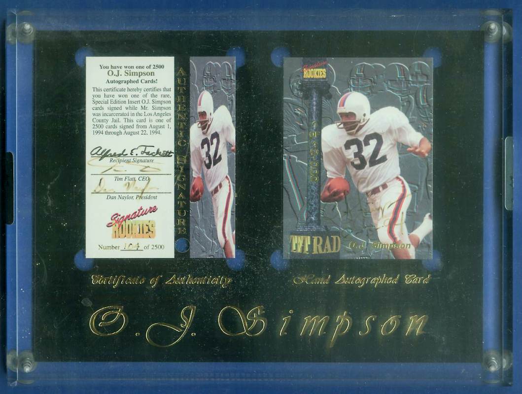 O.J. Simpson - 1994 SIGNATURE ROOKIES Autographed LIMITED EDITION card  cards value