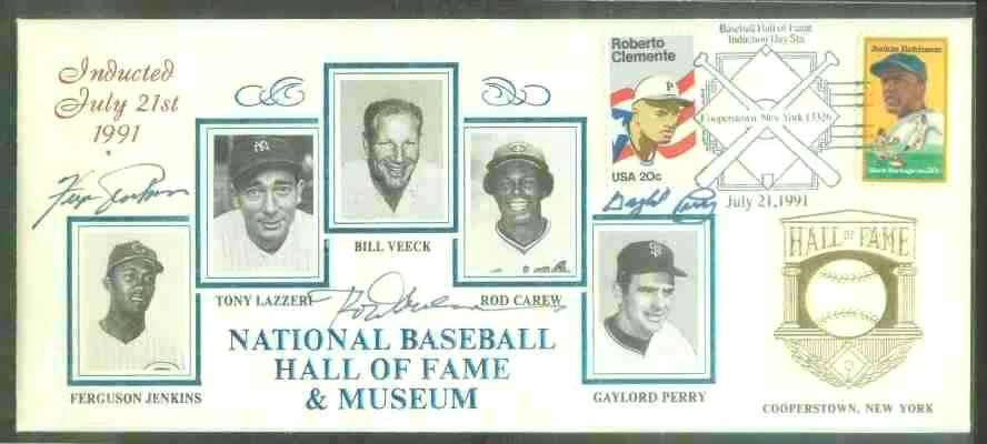 Hall-of-Fame 1991 Induction Envelope - SIGNED by Fergie Jenkins,Rod Carew  cards value