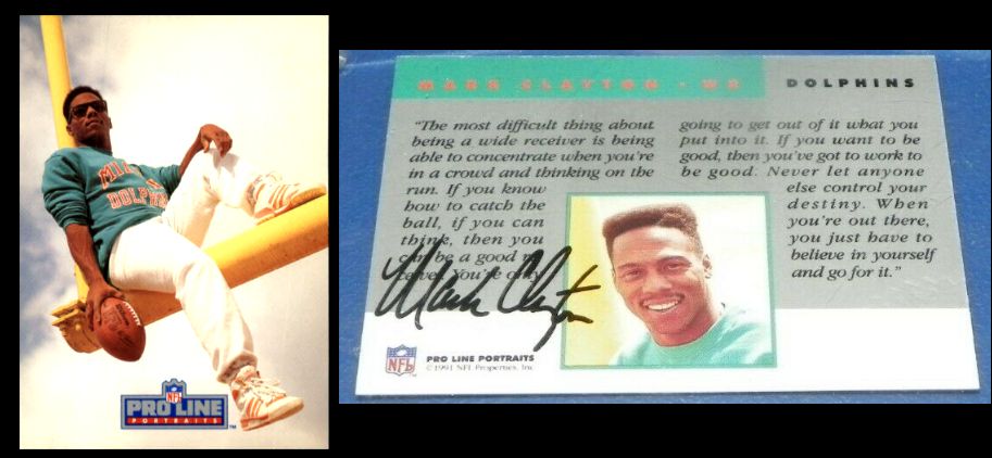 Mark Clayton - 1991 Pro Line Portraits AUTHENTIC AUTOGRAPH (Dolphins)  cards value